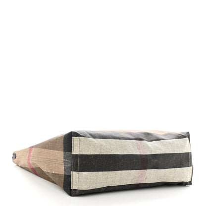 Burberry Coated Canvas Mega Check Medium Doodle Tote Black 4 of 10