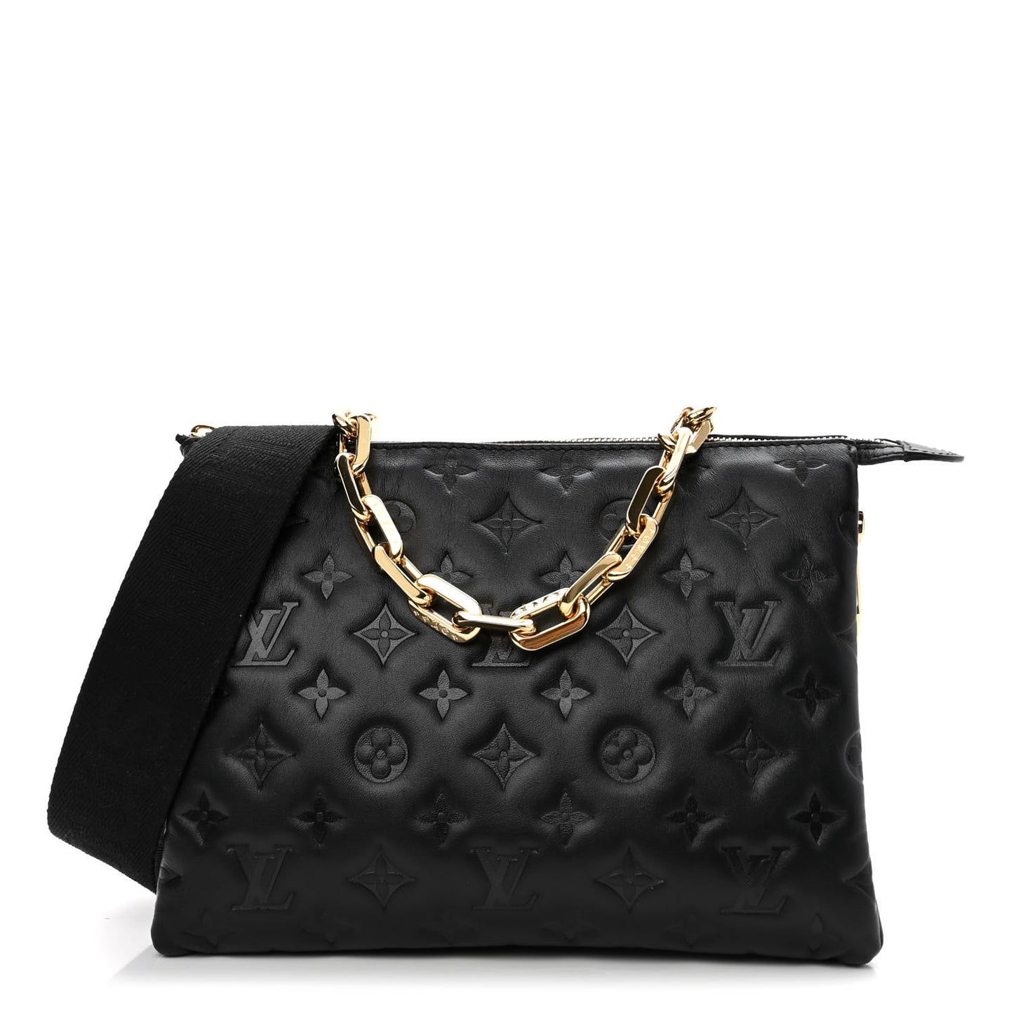 Lambskin Embossed Monogram Coussin PM Black