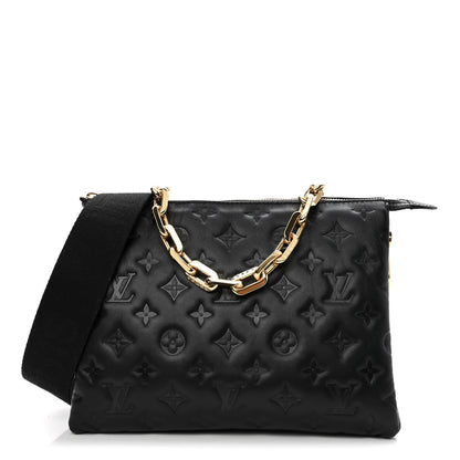Louis Vuitton Lambskin Embossed Monogram Coussin PM Black 1 of 9