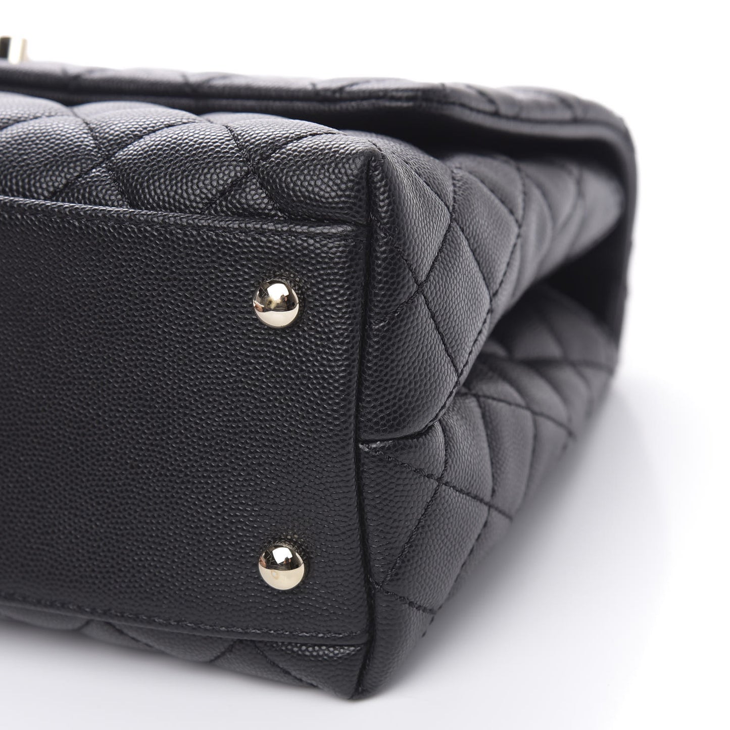 Caviar Quilted Small Coco Handle Flap Black