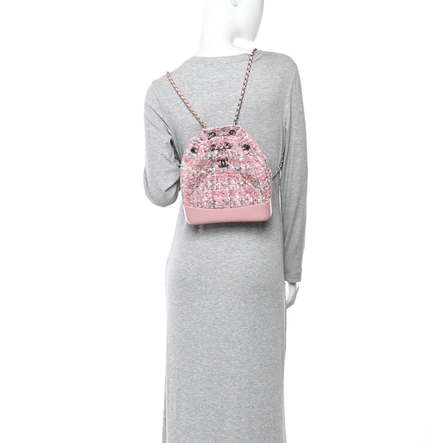 Chanel Tweed Calfskin Quilted Gabrielle Backpack Pink 2 of 11