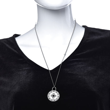 Chanel Crystal CC Medallion Necklace Ruthenium Black 2 of 9