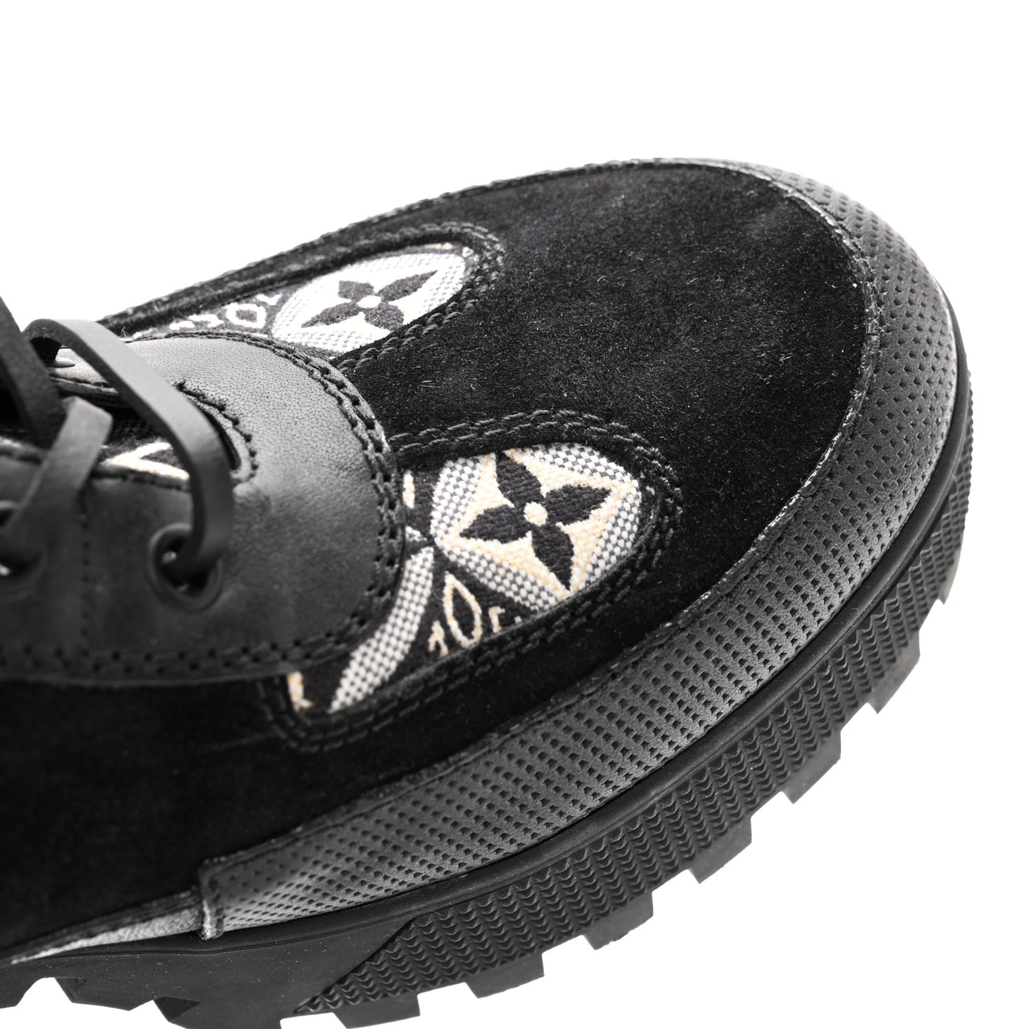 Suede Calfskin Jacquard Since 1854 Laureate Platform Desert Boots 40 Black