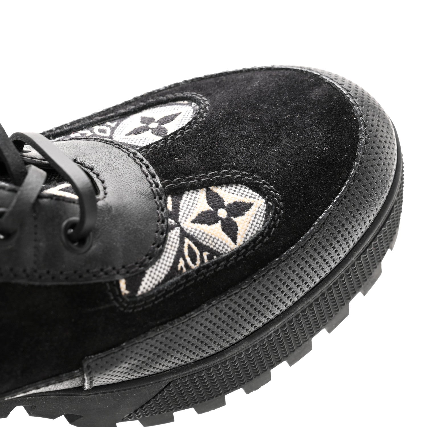 Louis Vuitton Suede Calfskin Jacquard Since 1854 Laureate Platform Desert Boots 40 Black 9 of 12