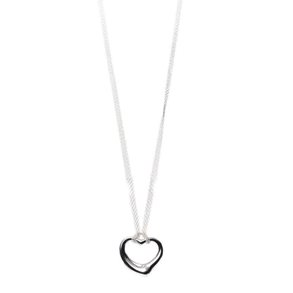 Tiffany Sterling Silver 36mm Elsa Perretti Open Heart Mesh Necklace 1 of 6