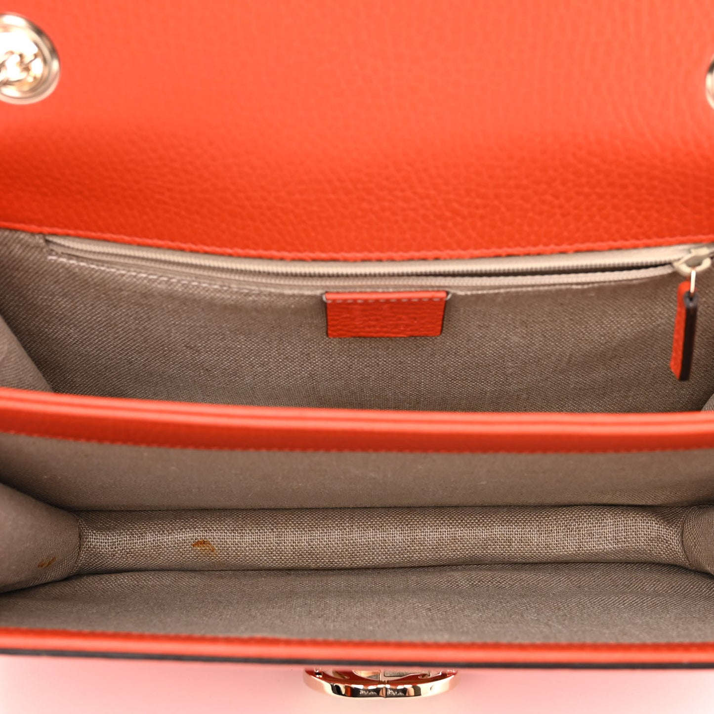 Dollar Calfskin Interlocking G Shoulder Bag Sun Orange