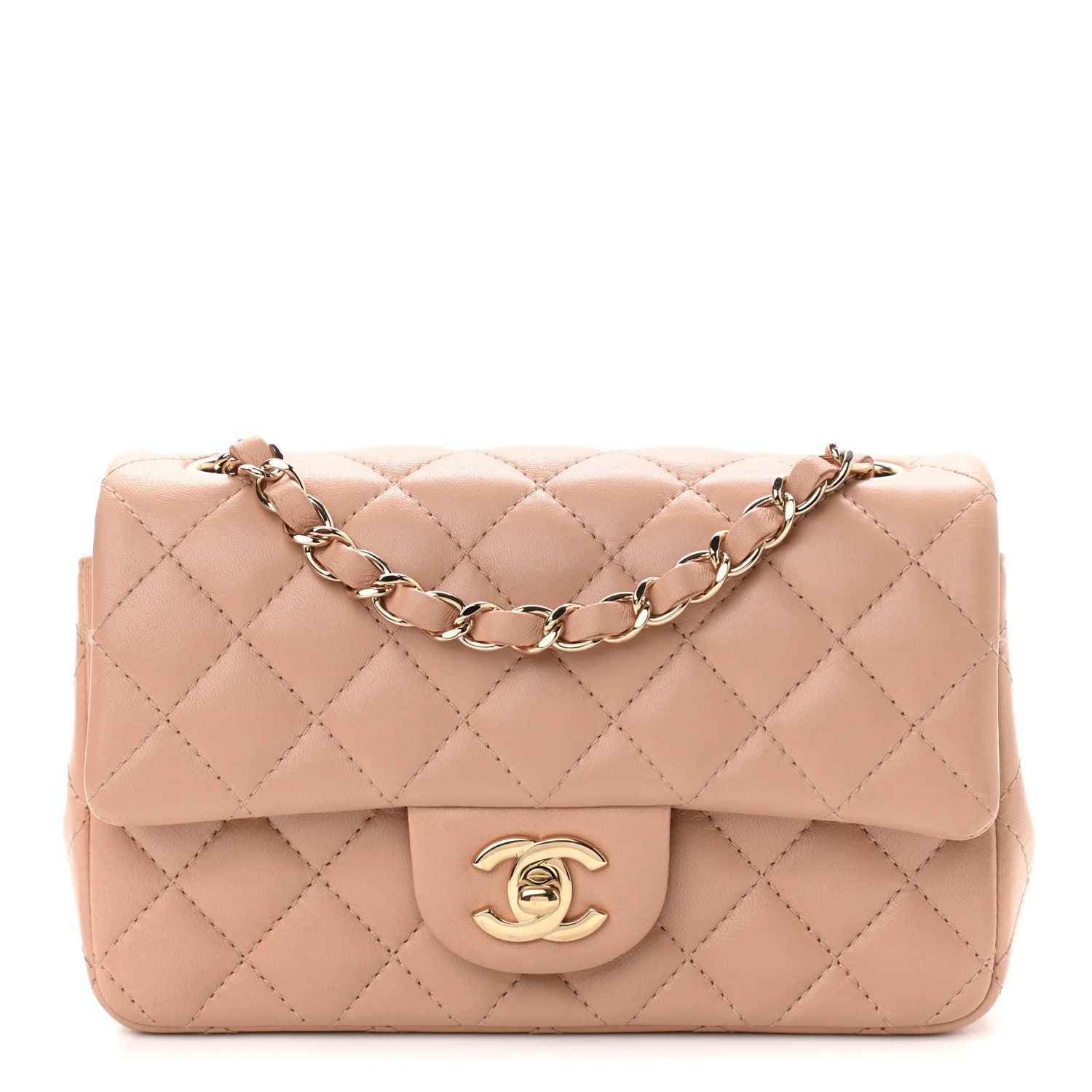 Chanel Lambskin Quilted Mini Rectangular Flap Beige 1 of 11