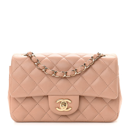 Chanel Lambskin Quilted Mini Rectangular Flap Beige 1 of 11