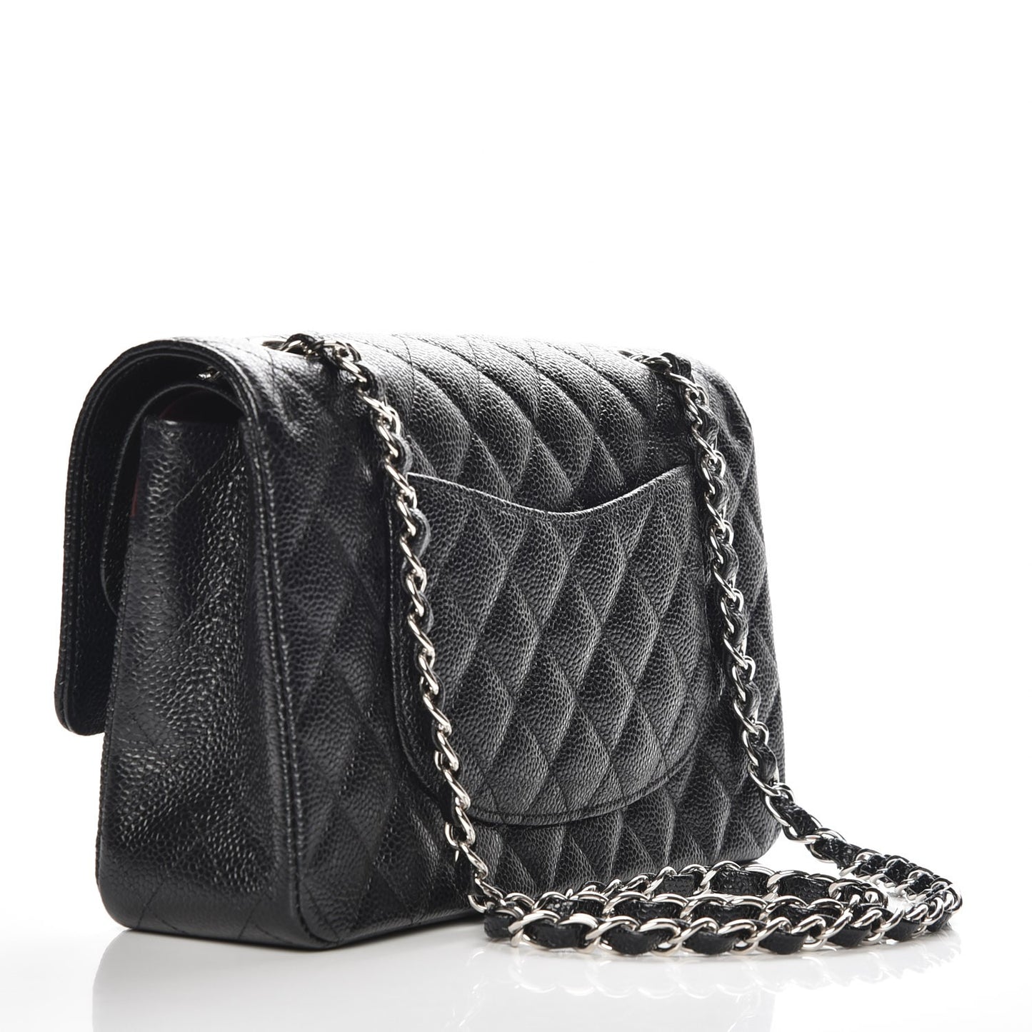 Caviar Quilted Medium Double Flap Black