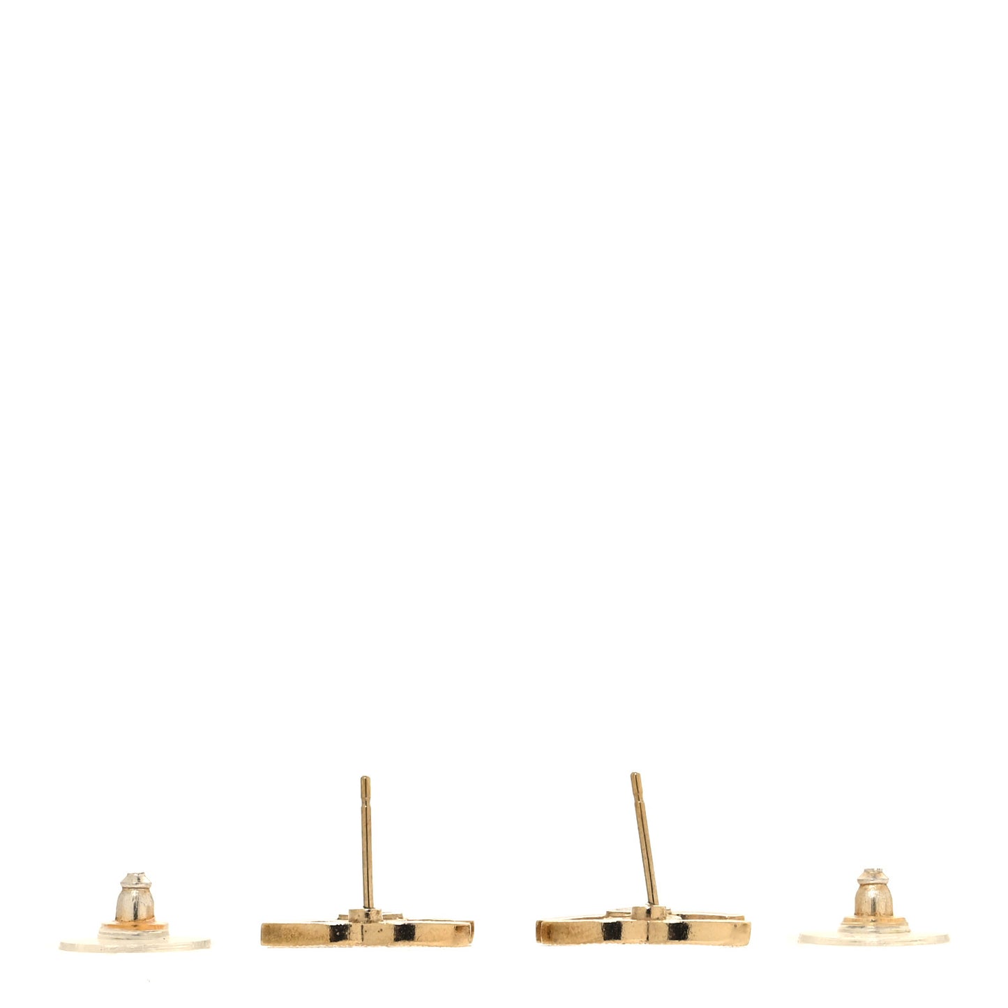 Metal Crystal CC Earrings Gold