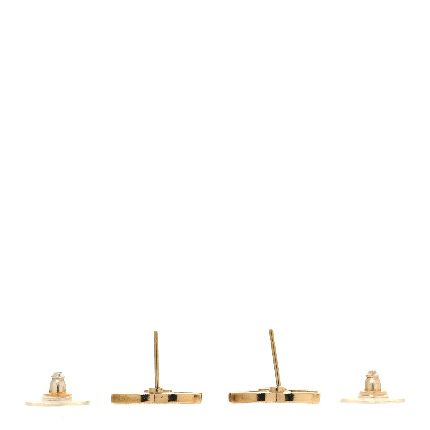 Chanel Metal Crystal CC Earrings Gold 3 of 5