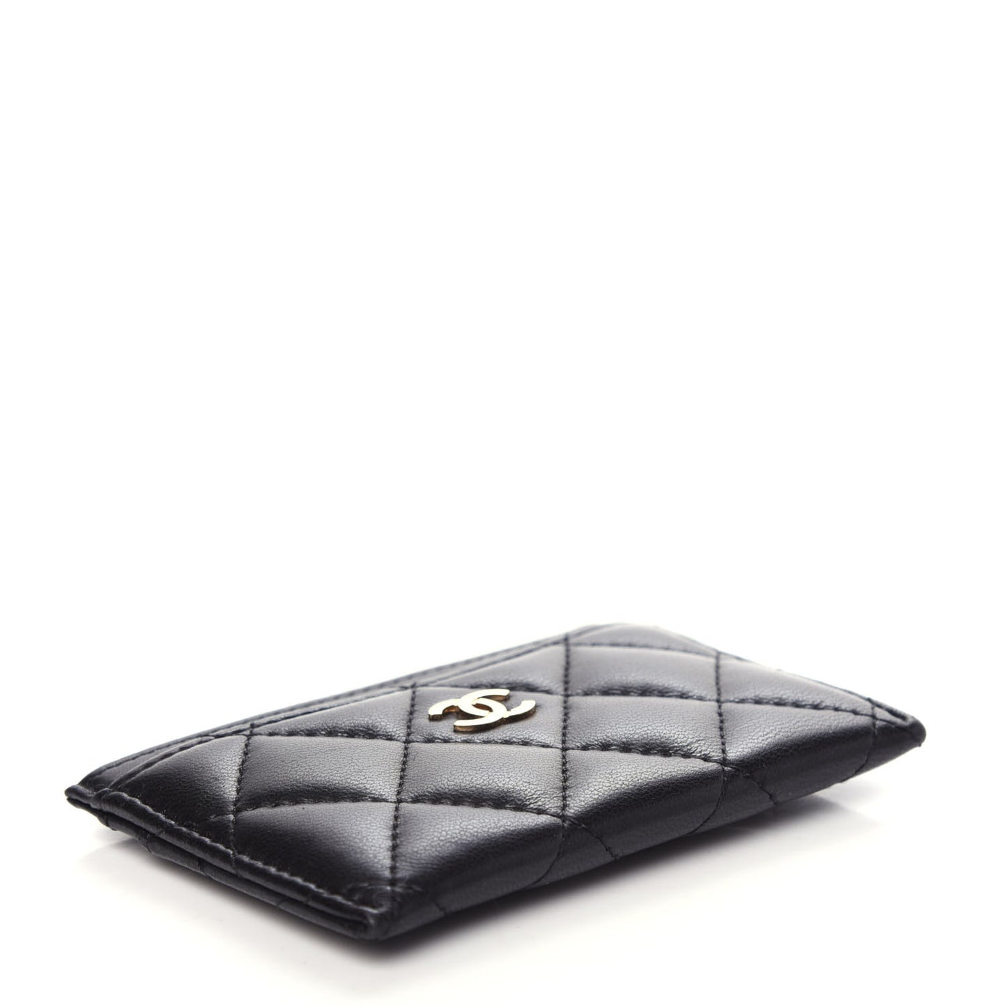 Lambskin Quilted Card Holder Black