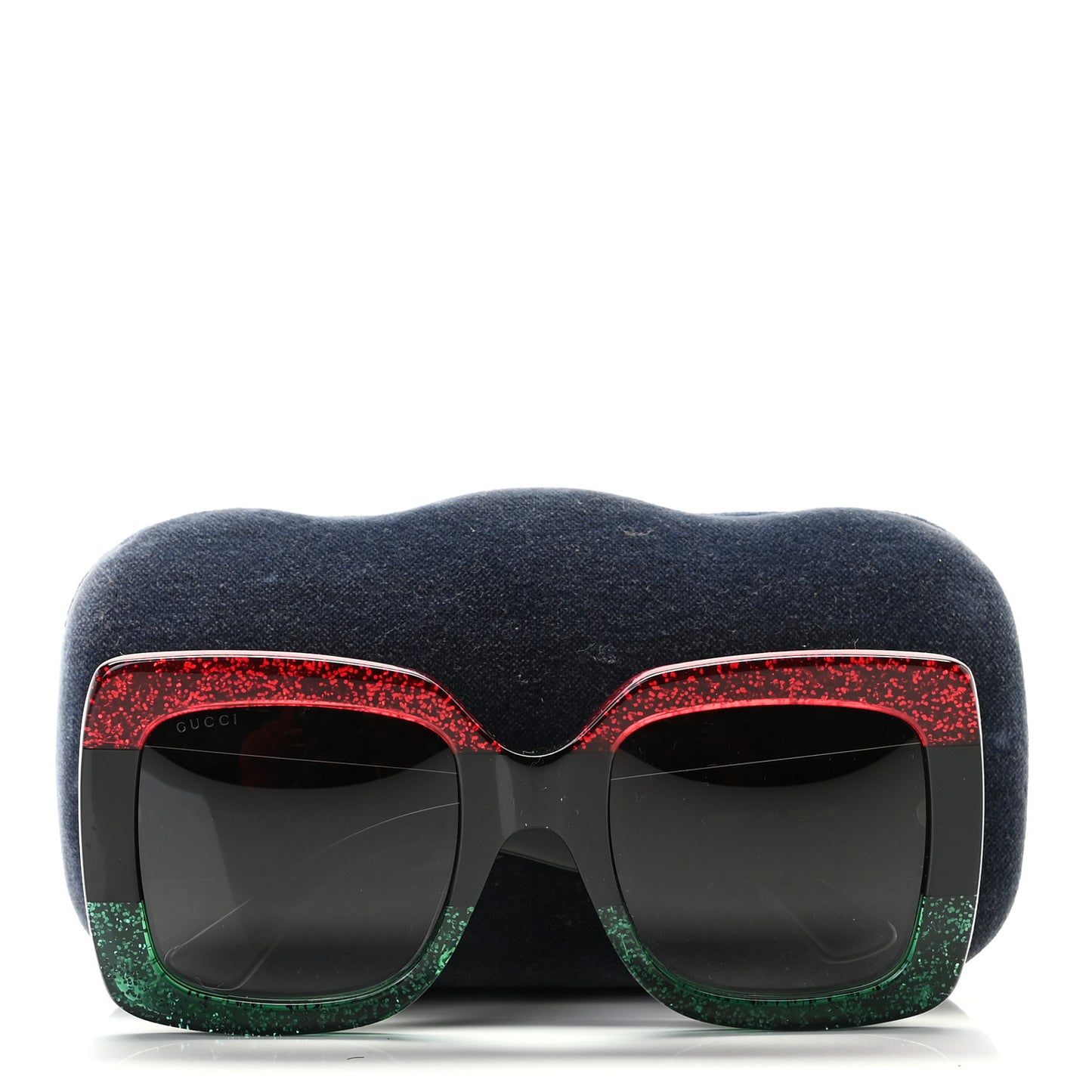 Acetate Square Frame Sunglasses GG0083S Glitter Red Black Green