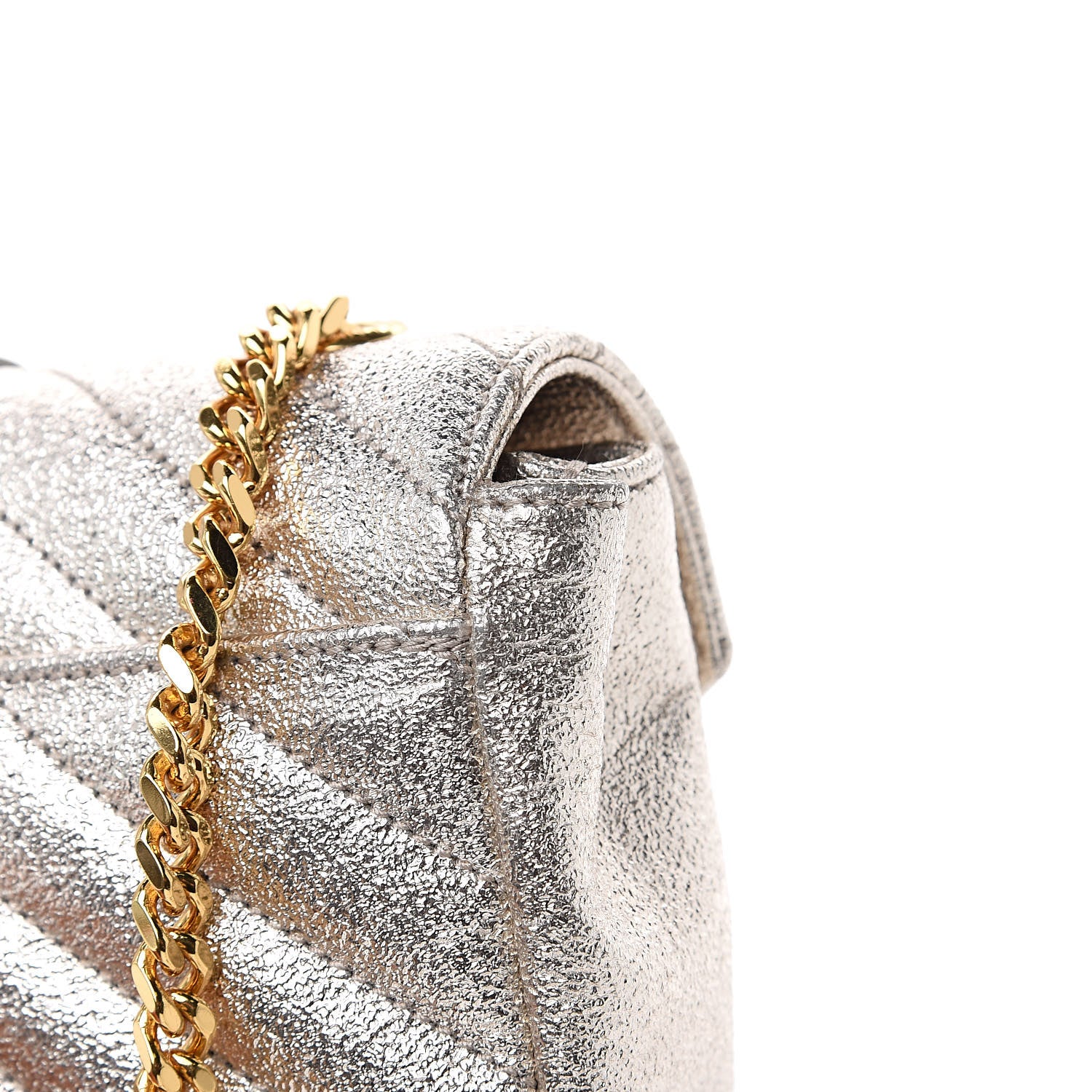 Saint Laurent Metallic Nappa Matelasse Chevron Classic Monogram Baby Chain Bag Gold 8 of 12