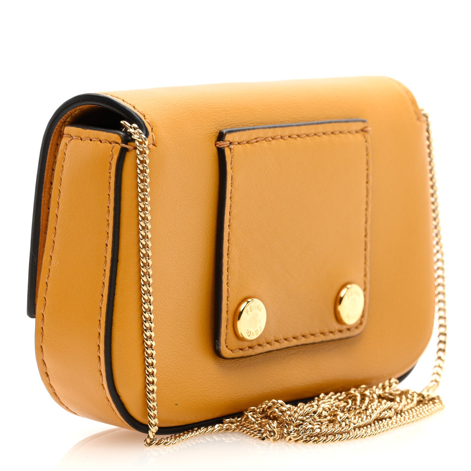 Fendi Vitello Century Opaco Nano Baguette Belt Charm Zucca Oro Soft 3 of 9