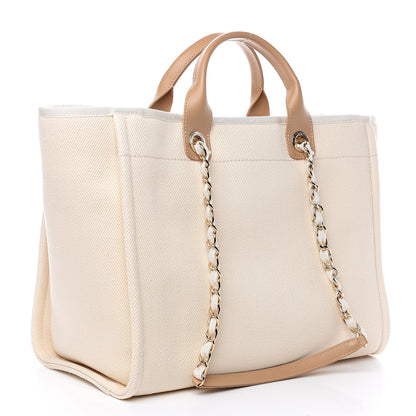 Chanel Canvas Pearl Large Deauville Tote Ecru Beige 2 of 9