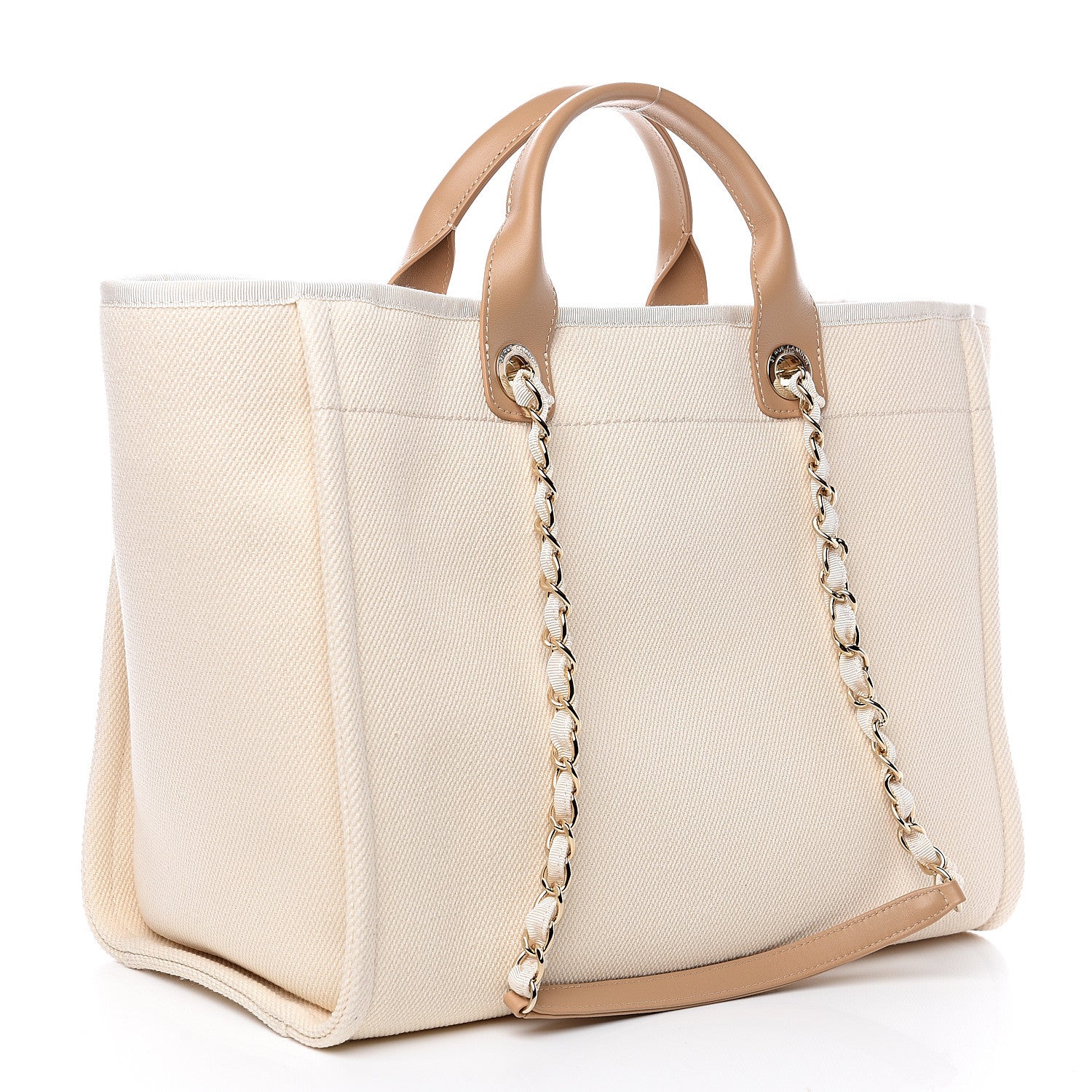 Chanel Canvas Pearl Large Deauville Tote Ecru Beige 2 of 9