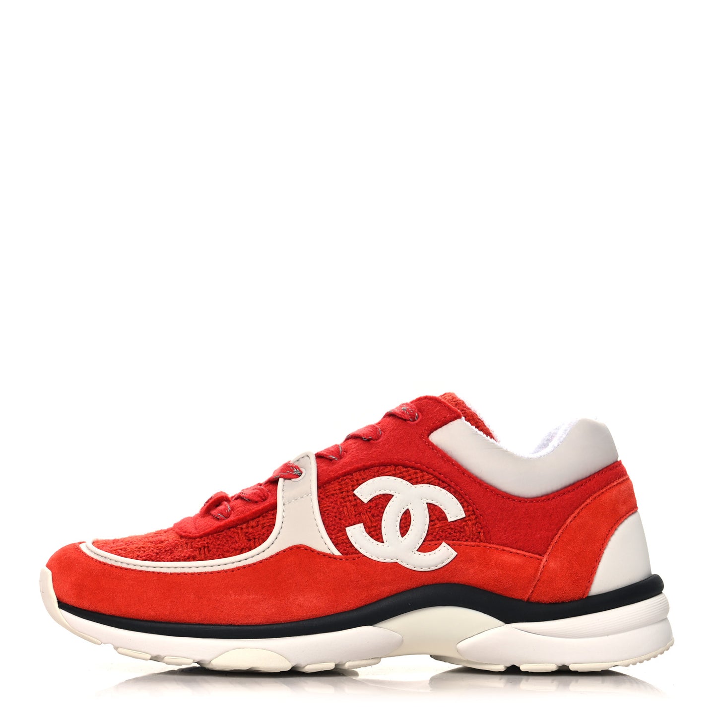 Tweed Suede Felt CC Sneakers 40 Red