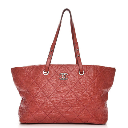 Chanel Glazed Calfskin Large On The Road Tote Red 1 of 10