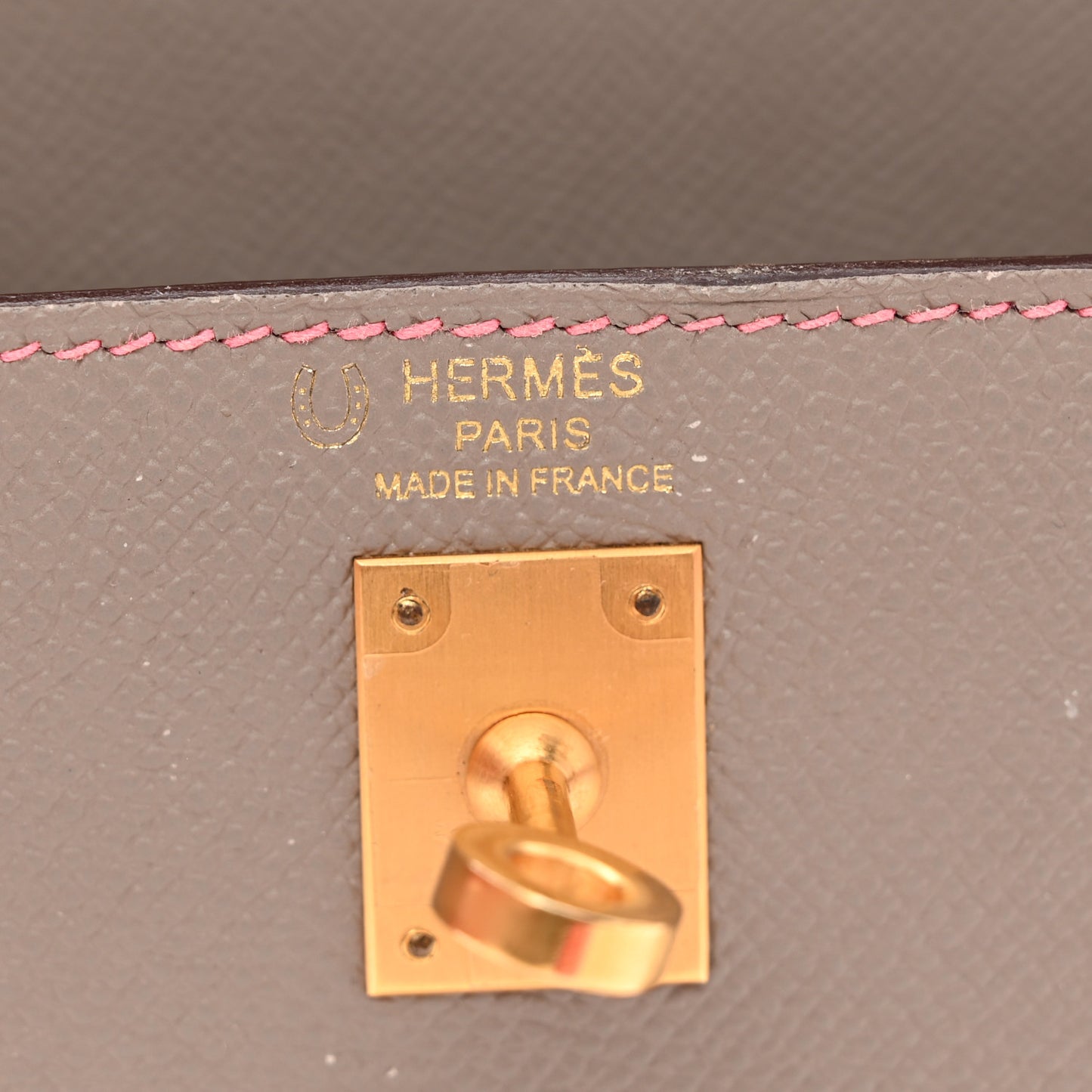 Epsom Bi-Color Horseshoe Kelly Sellier 25 Etoupe Rose Azalee