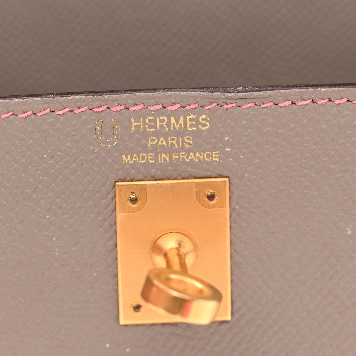Hermes Epsom Bi-Color Horseshoe Kelly Sellier 25 Etoupe Rose Azalee 6 of 15
