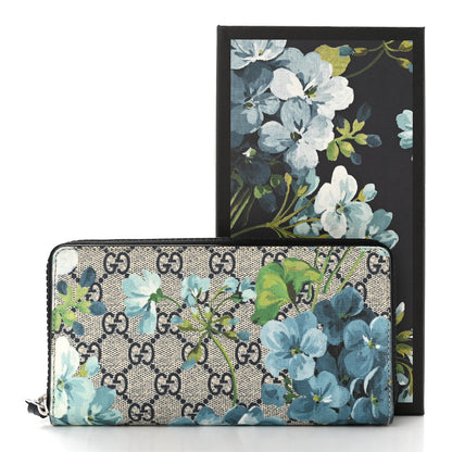 Gucci GG Supreme Monogram Blooms Zip Around Wallet Blue 9 of 9