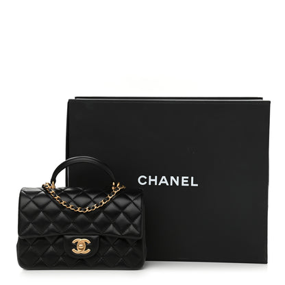 Chanel Lambskin Quilted Mini Top Handle Rectangular Flap Black 11 of 11