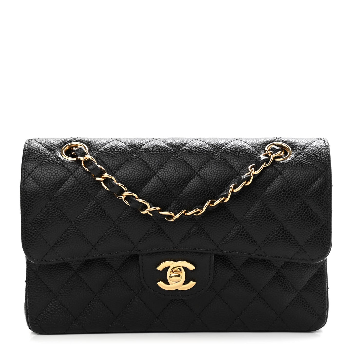 Caviar Quilted Small Double Flap Black