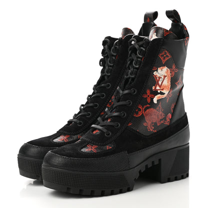 Louis Vuitton Suede Calfskin Catogram Laureate Platform Desert Boots 38.5 Black Marron 3 of 8