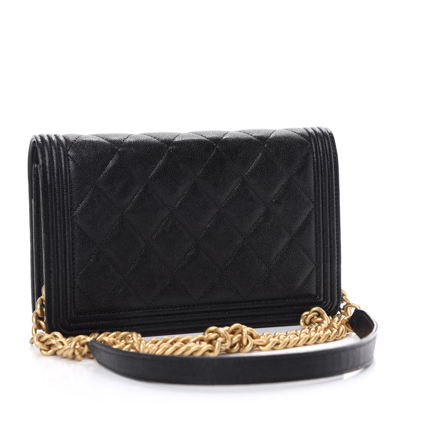 Caviar Quilted Boy Wallet On Chain WOC Black