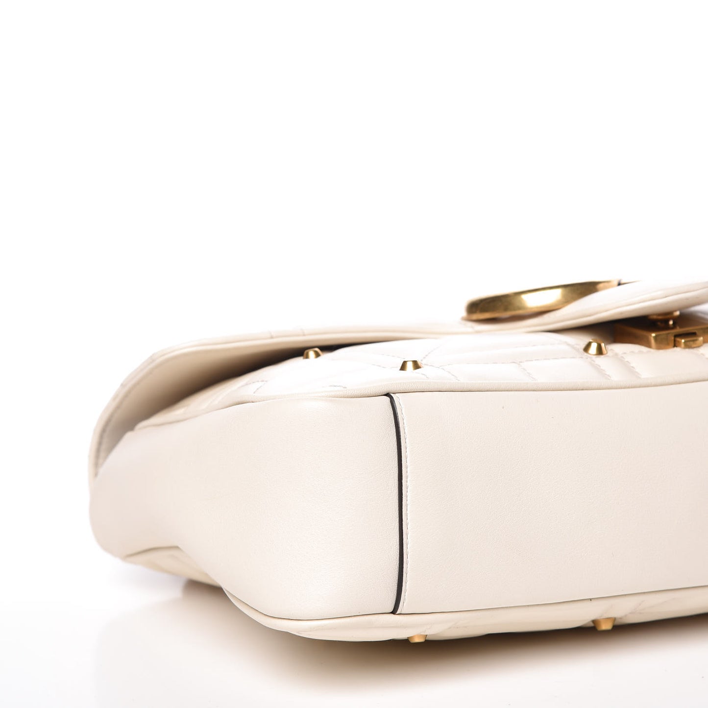 Calfskin Matelasse Studded Medium GG Marmont Shoulder Bag White