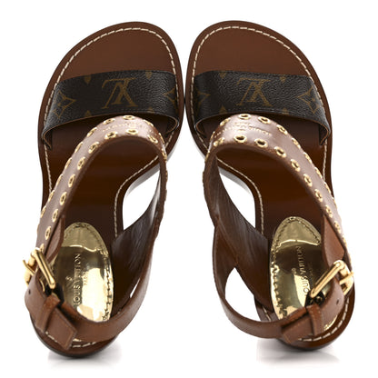 Louis Vuitton Calfskin Monogram Passenger Sandals 38 Cognac 2 of 10