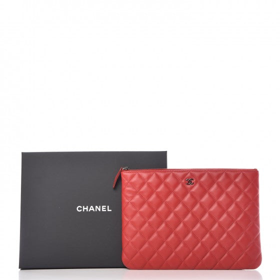Chanel Lambskin Quilted Medium Cosmetic Case Red 8 of 8