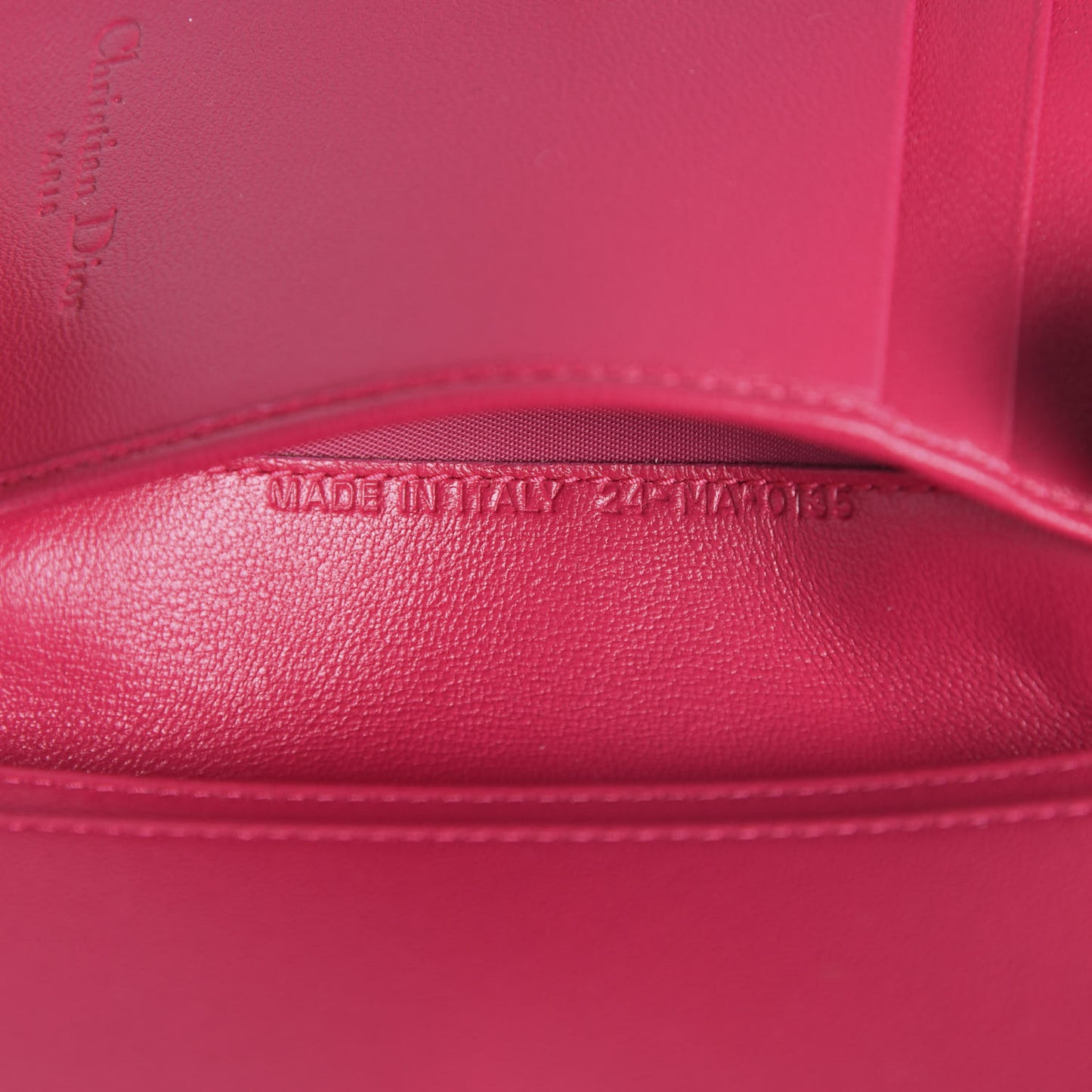 Lambskin Cannage Small Lady Dior Flap Card Holder Fuchsia