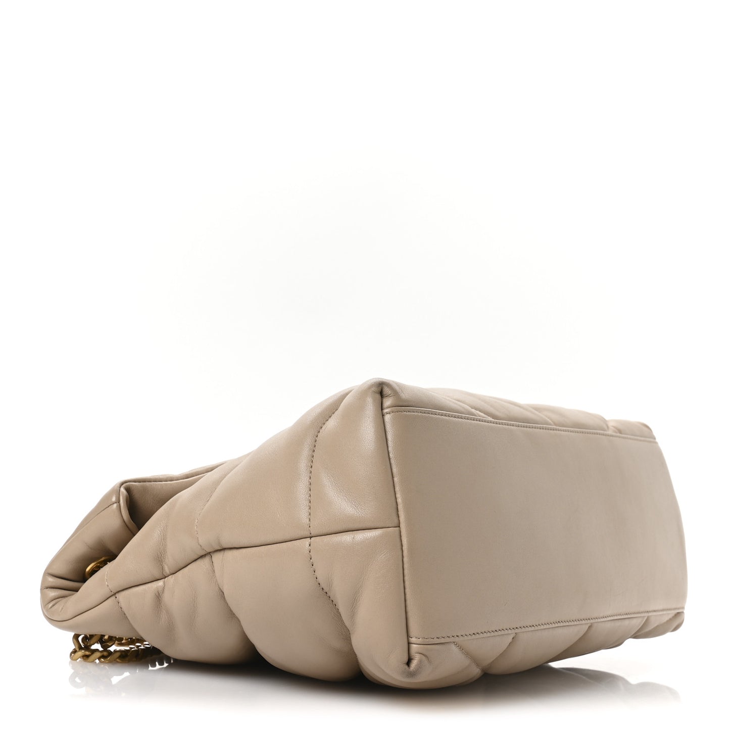 Lambskin Quilted Medium Loulou Puffer Monogram Chain Satchel Dark Beige