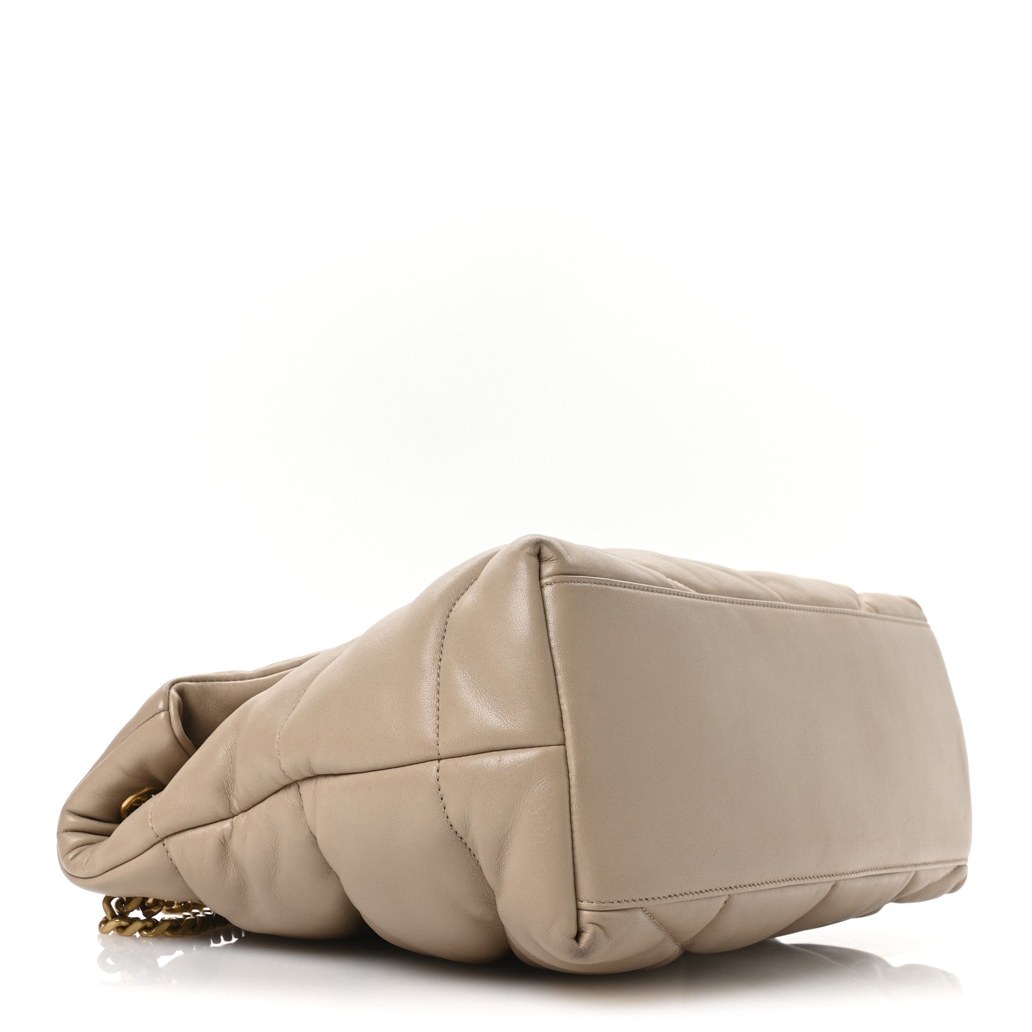 Saint Laurent Lambskin Quilted Medium Loulou Puffer Monogram Chain Satchel Dark Beige 7 of 21
