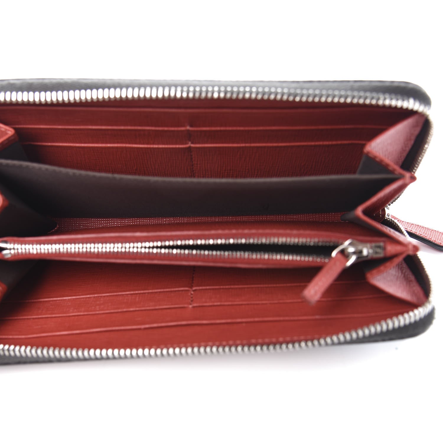 Fendi Vitello Elite Monster Eyes Studded Zip Around Wallet Carbone White Multicolor 5 of 11
