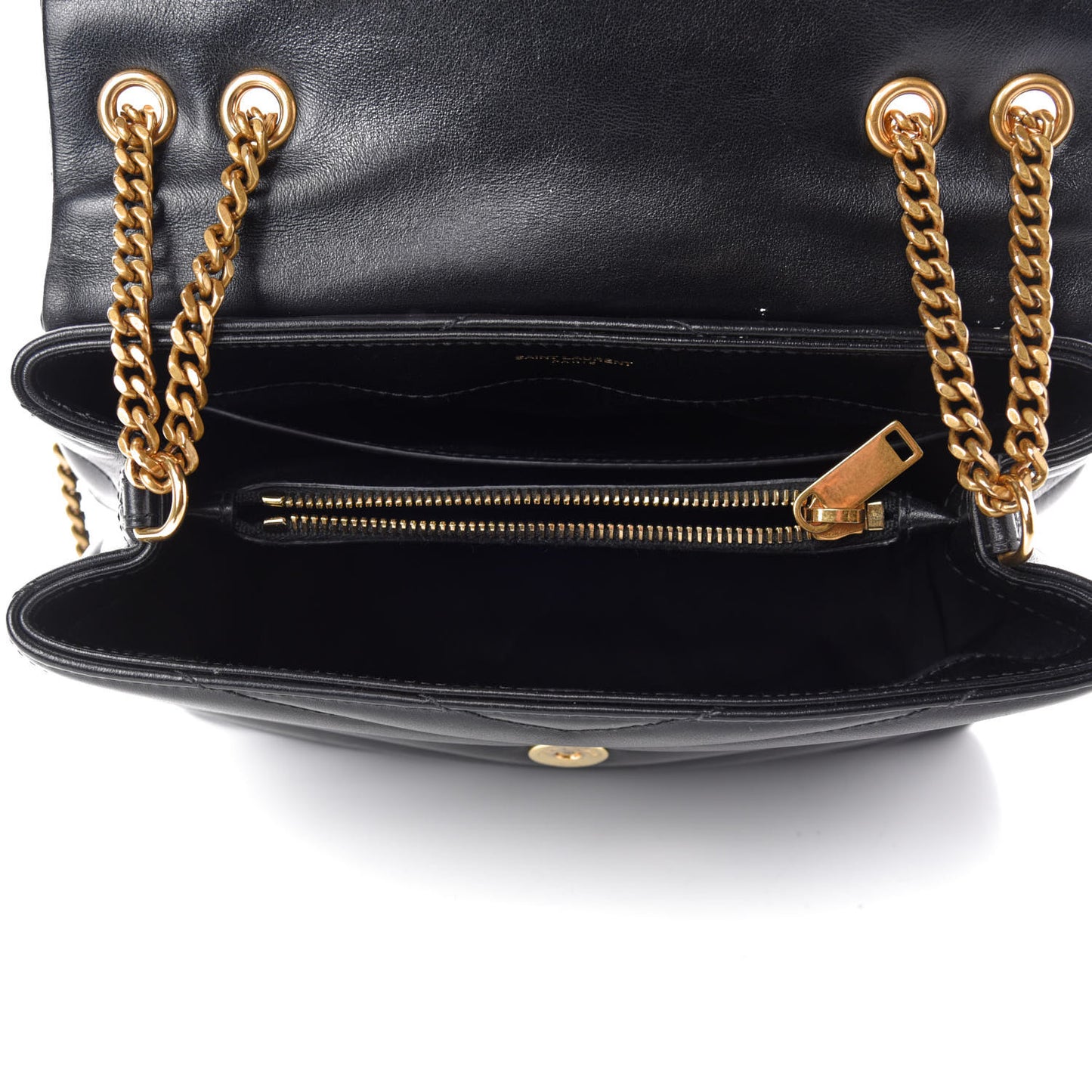 Calfskin Y Quilted Monogram Small Loulou Chain Satchel Black