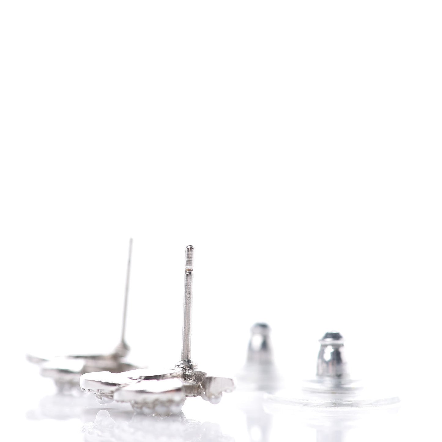 Pearl Crystal CC Earrings Silver