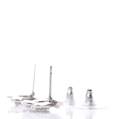 Chanel Pearl Crystal CC Earrings Silver 3 of 5