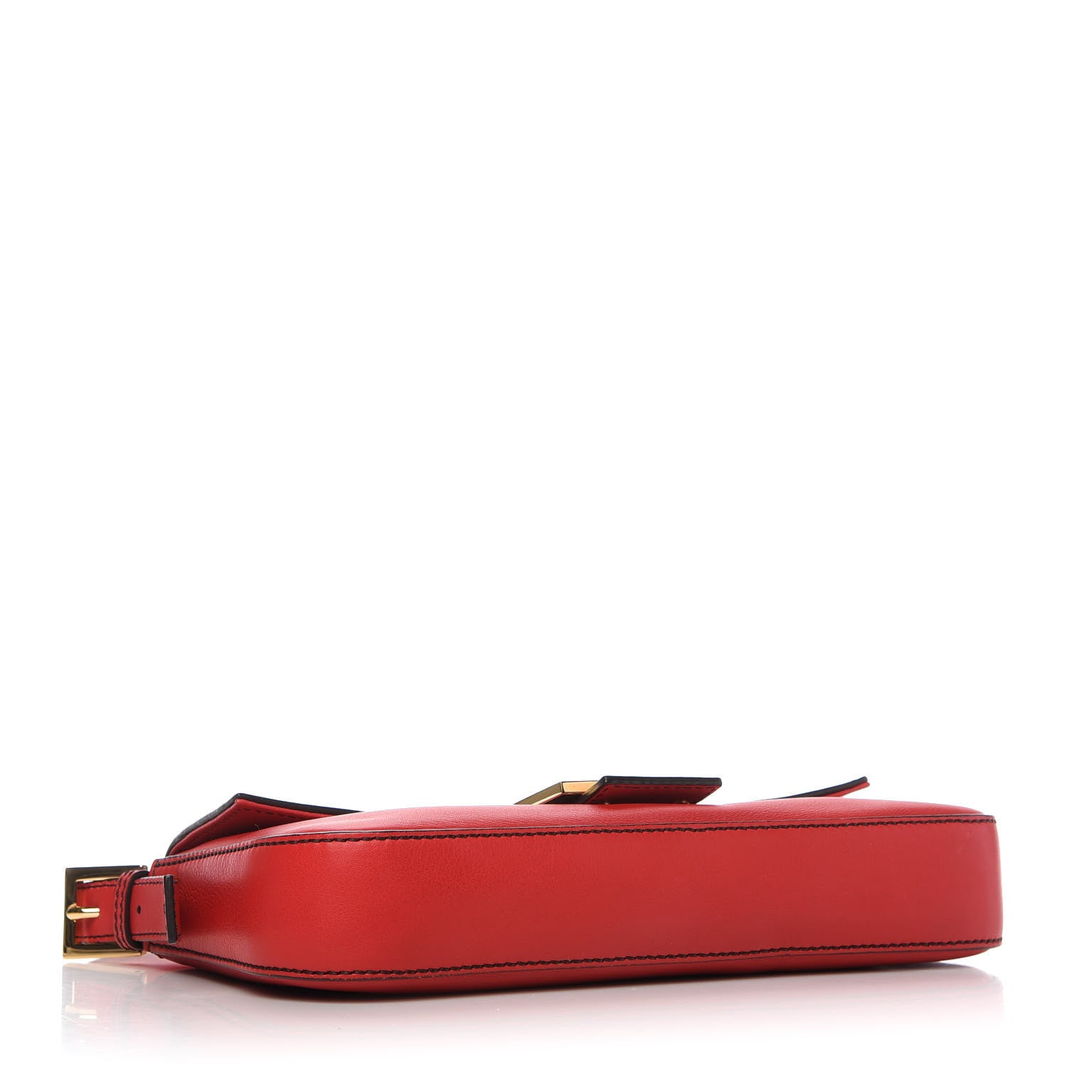 Fendi Vitello Flamingo Enamel Interchangeable Strap Baguette Red 4 of 9