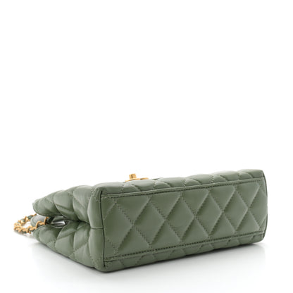 Chanel Shiny Aged Calfskin Quilted Nano Kelly Shopper Khaki 4 of 10
