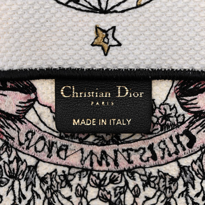 Christian Dior Canvas Embroidered Large Butterfly Around The World Book Tote White Pastel Pink 6 of 12