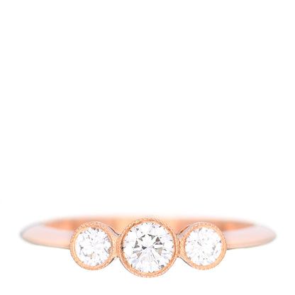 Tiffany 18K Rose Gold Diamond Three Stone Milgrain Ring 48 4.5 1 of 4