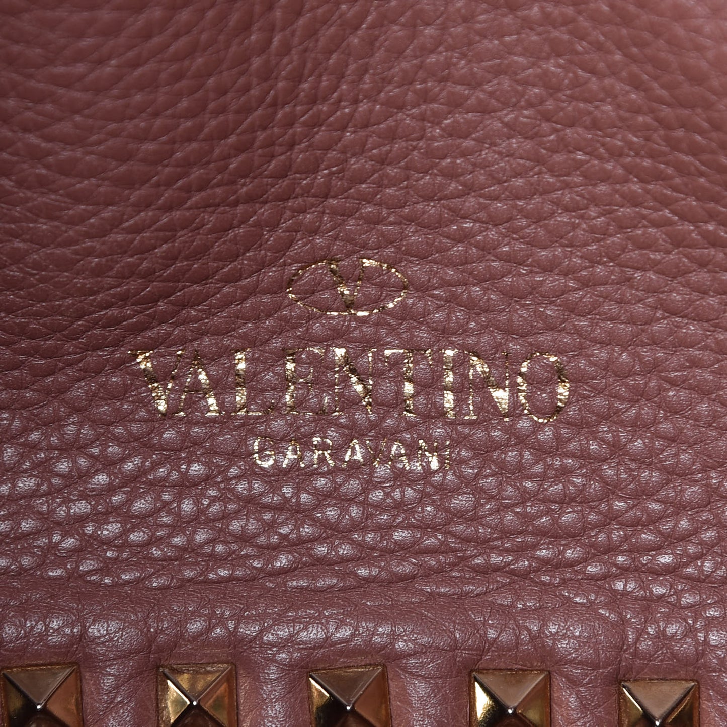Pebbled Calfskin Small Rockstud Reversible Tote Rubin Blush