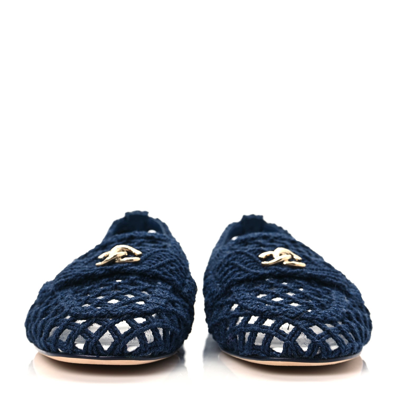 Chanel Raffia Braided CC Mocassin Loafers 40.5 Navy 2 of 8