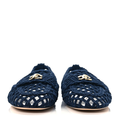 Chanel Raffia Braided CC Mocassin Loafers 40.5 Navy 2 of 8