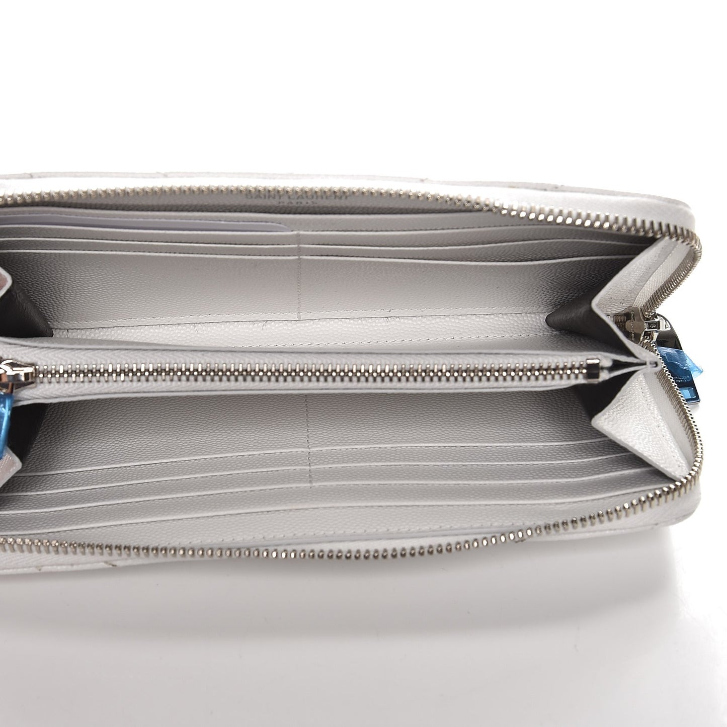 Grain De Poudre Matelasse Chevron Monogram Zip Around Wallet Blanc Optique