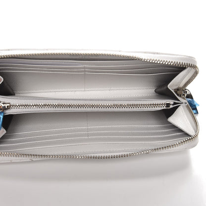 Saint Laurent Grain De Poudre Matelasse Chevron Monogram Zip Around Wallet Blanc Optique 5 of 7