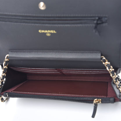 Chanel Caviar Chevron Quilted Wallet On Chain WOC Black 5 of 11